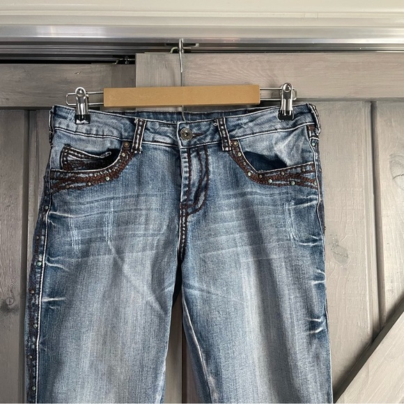 Cowgirl Tuff Show it off III Thick stitch bronze turquoise studds medium wash - Picture 3 of 9